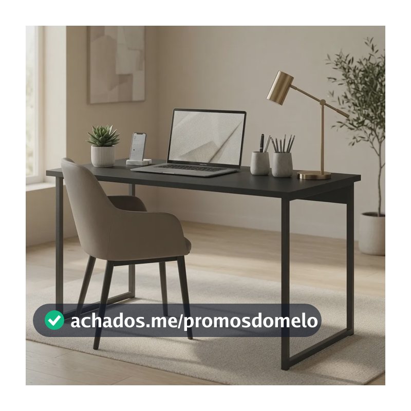 Mesa Escrivaninha Home Office 90cm Escritório Estudo Aço Cor Preto 90x45cm