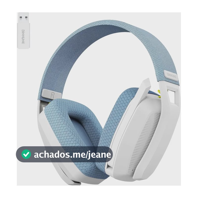 Headset Wireless Binnune Bw06 Fone sem fio 2.4ghz Usb 5.3 Bluetooth Conexão de três modelos 80h Bateria de longa duração Conexão sem fio Bluetooth Simultánea Função Manos Libres Azul-claro