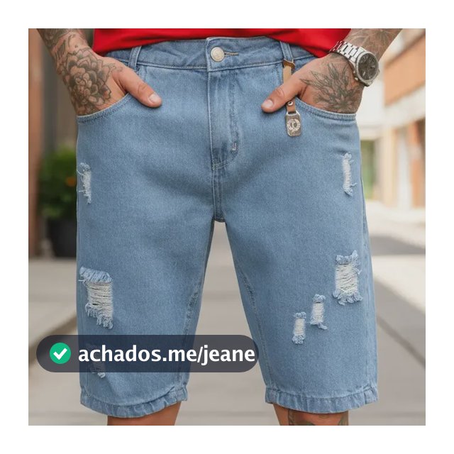 Bermuda Masculina Jeans Rasgada Qualidade Premium De Fábrica