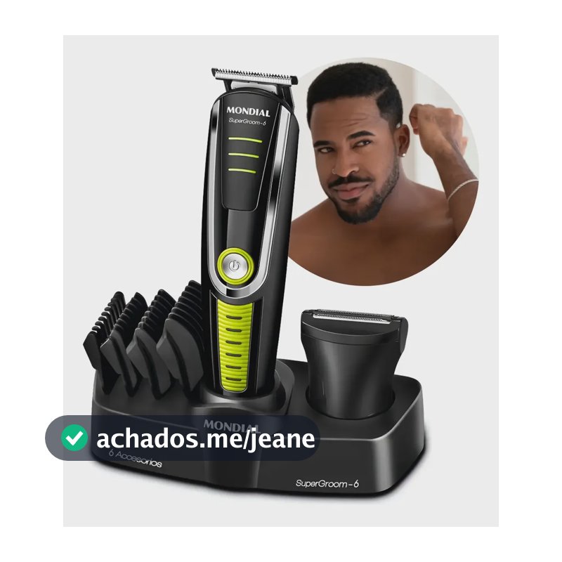 Aparador Pelos Super Groom 06 6w Bg-04 Barbeador Maquininha Preto/verde 127/220v