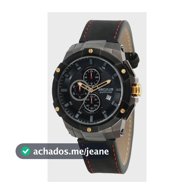 RELÓGIO SECULUS Sapphire COLEÇÃO VIDROS ESPECIAIS VISOR SAFIRA 10ATM 20923GPSVSC4