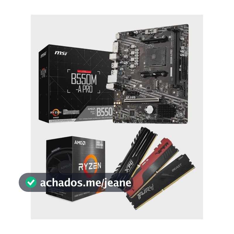 Kit Amd Ryzen 5 5500 + B550m Msi + 16gb 3200mhz Cor Preto