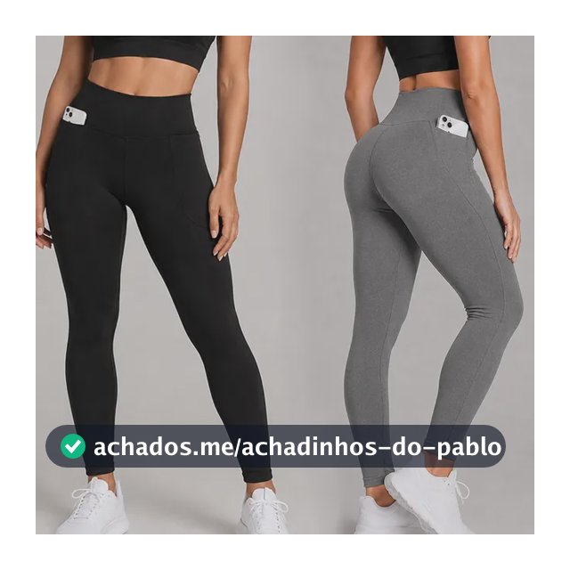 Kit 2 Calças Legging Feminina Grossa Cintura Alta Com Bolso