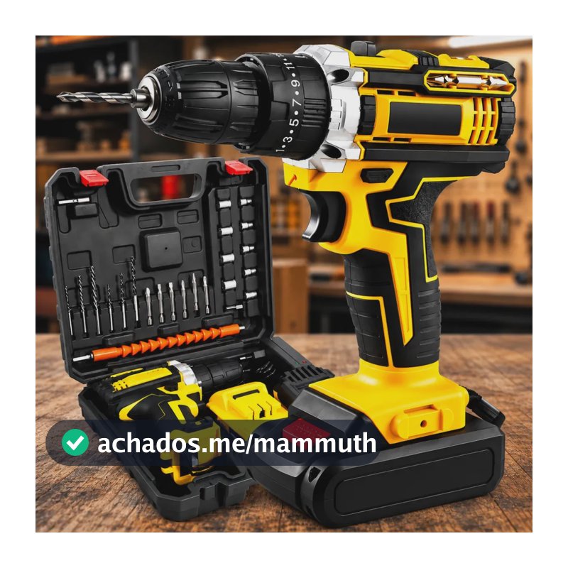 Parafusadeira 48v De Impacto Uso Sem Fio Luz de Led Com 2 Baterias Recarregável Bivolt Kit Completo De Chaves Maleta Profissional Furadeira Brushless Carregador - Marca Macater