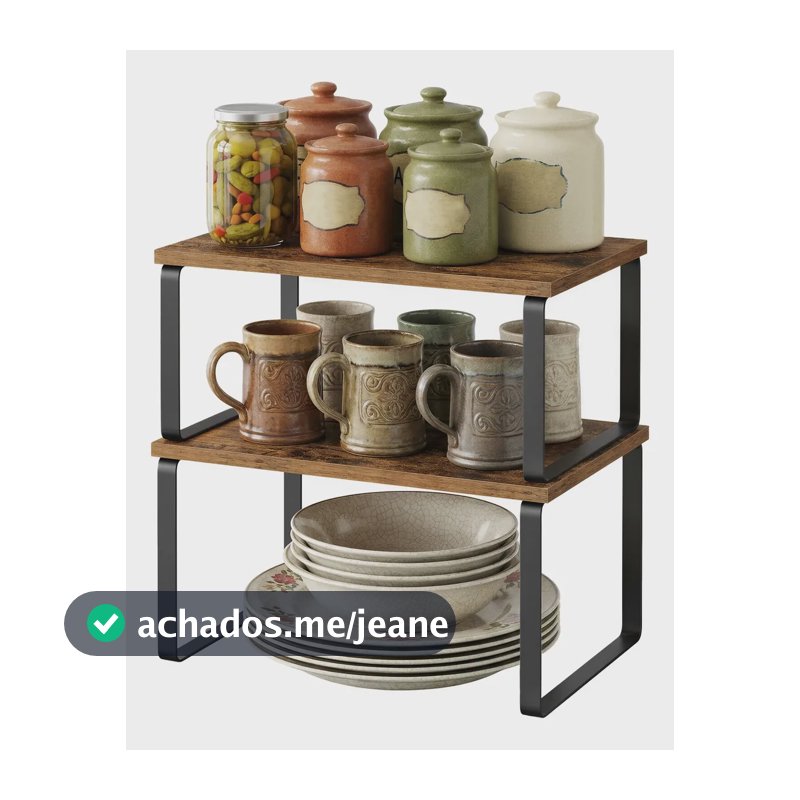 Songmics Suporte Para Temperos, Kit 2, Metal E Madeira Marrom