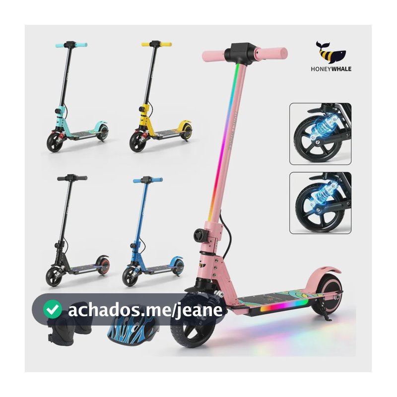Patinete Elétrico HONEYWHALE E10S Rosa com Suspensão Dianteira, para Crianças de 6 a 12 Anos