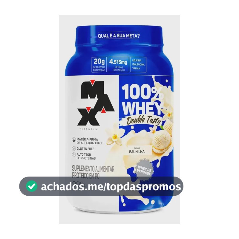 Whey 100% Concentrado Double Tasty Max Titanium Pote 900g Sabor Baunilha