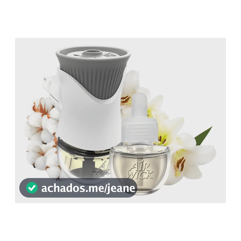 Difusor Elétrico Bom Ar Lirio Branco e Algodão Aparelho e Refil 16ml