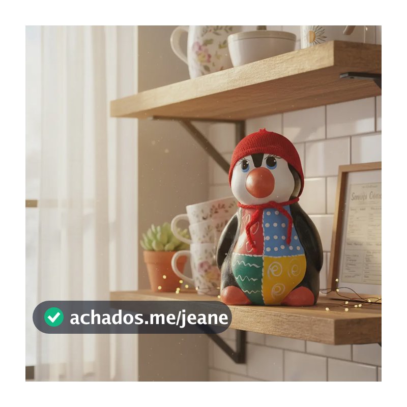 Enfeite De Decoração Pinguim G Vovó Para Cozinha Geladeira Vermelho