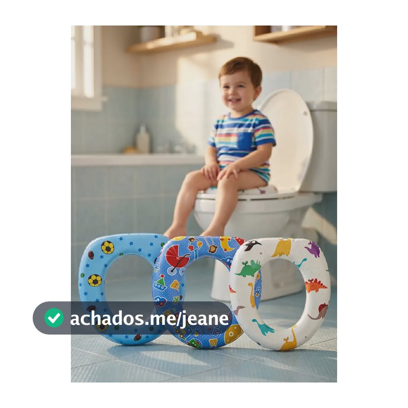 Assento Redutor Sanitário Infantil Menino Almofadado Anatômico Confortável Antiderrapante Higiênico Ajustável Universal Vaso Banheiro Treinamento Desfralde Seguro Bebê Criança Louis Riel Acústico