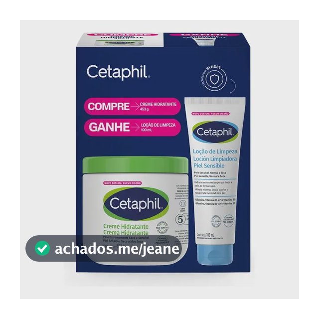 Kit Cetaphil Creme Hidratante 453g + Loção de Limpeza 100ml - Hidratação 48h Corporal e Facial para Pele Sensível, Normal a Seca
