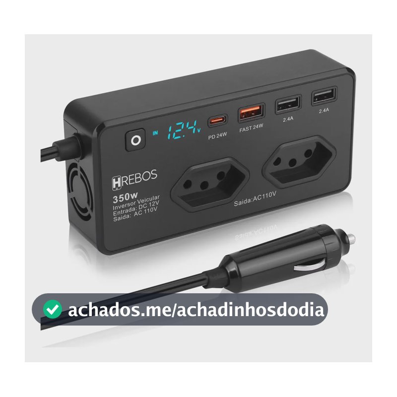 Inversor Veicular IF-378 350W 12V para com USB e LED