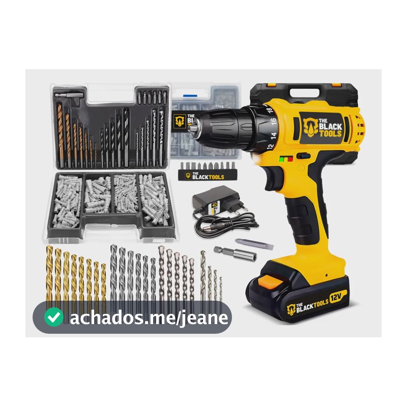Furadeira Parafusadeira 3/8 12v + Jogo Ferramentas 300 Peças