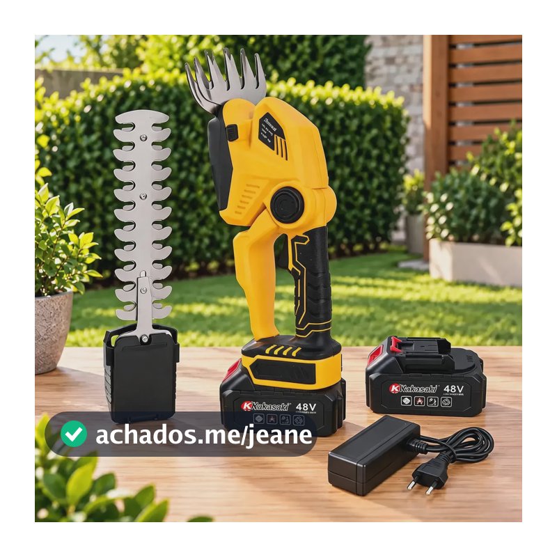 Aparador Cerca Viva E Grama 48v 2 Baterias Sem Fio Knakasaki 127/220v Amarelo