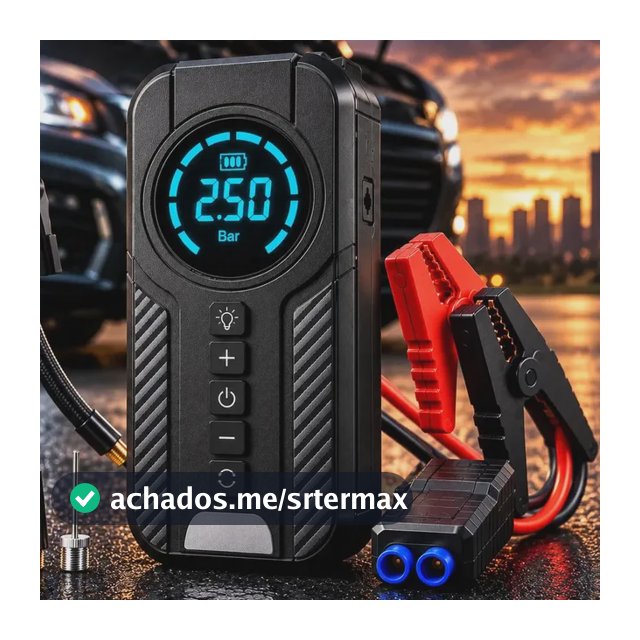 Auxiliar De Partida Bateria Carro Compressor De Ar Portátil 12V 4 funções em 1 Inflador Digital Calibrador Pneu Power Bank Lanterna LED Emergência Automotiva Moto SUV Bicicleta Caminhonete MidiaFone