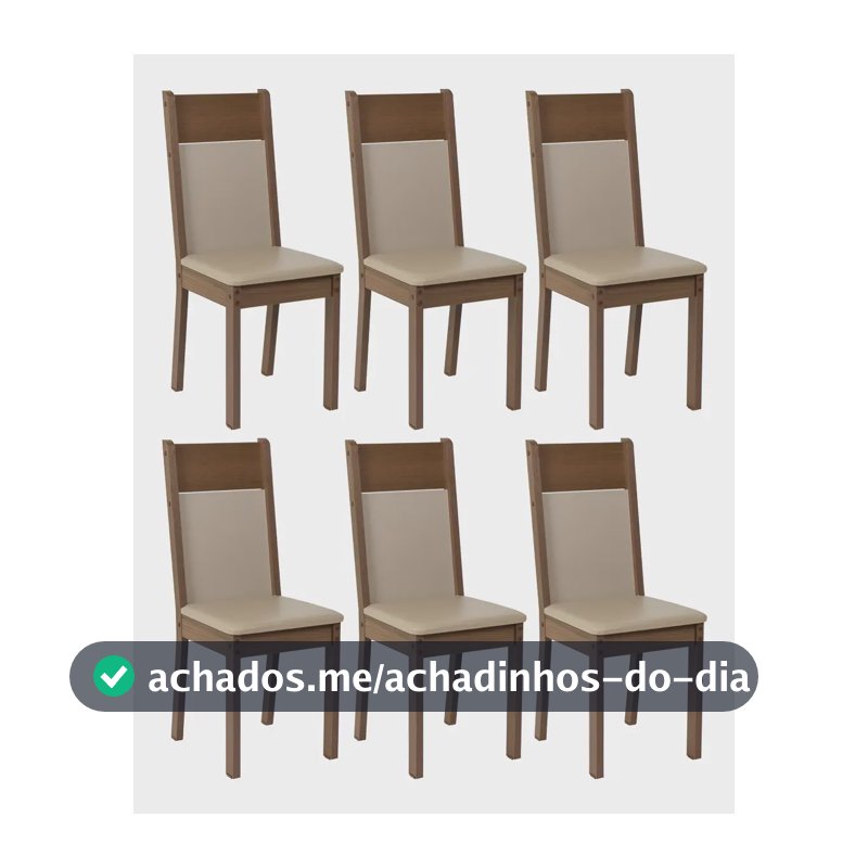 Kit 6 Cadeiras de Jantar Estofada 4280 Madesa Estrutura da cadeira Marrom Assento Creme XM42805Z6X