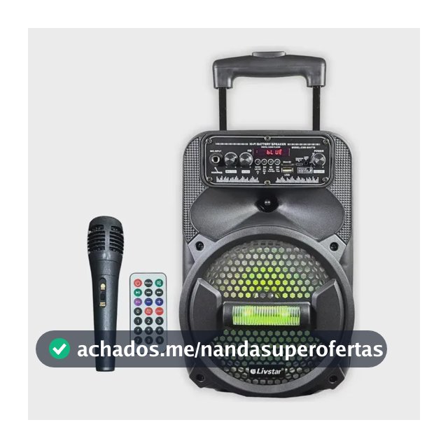 Caixa Som Amplificada Portatil Bluetooth Microfone Karaoke Preto 127/220v