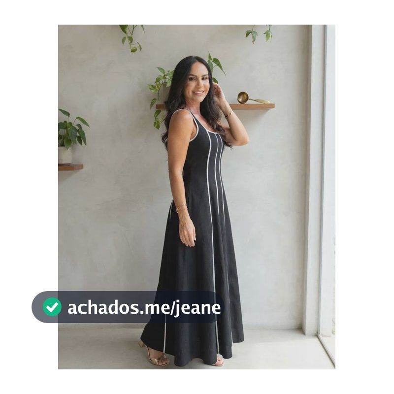 Vestido Feminino Longo Forrado Com Bolso Azul Petróleo Com Branco M