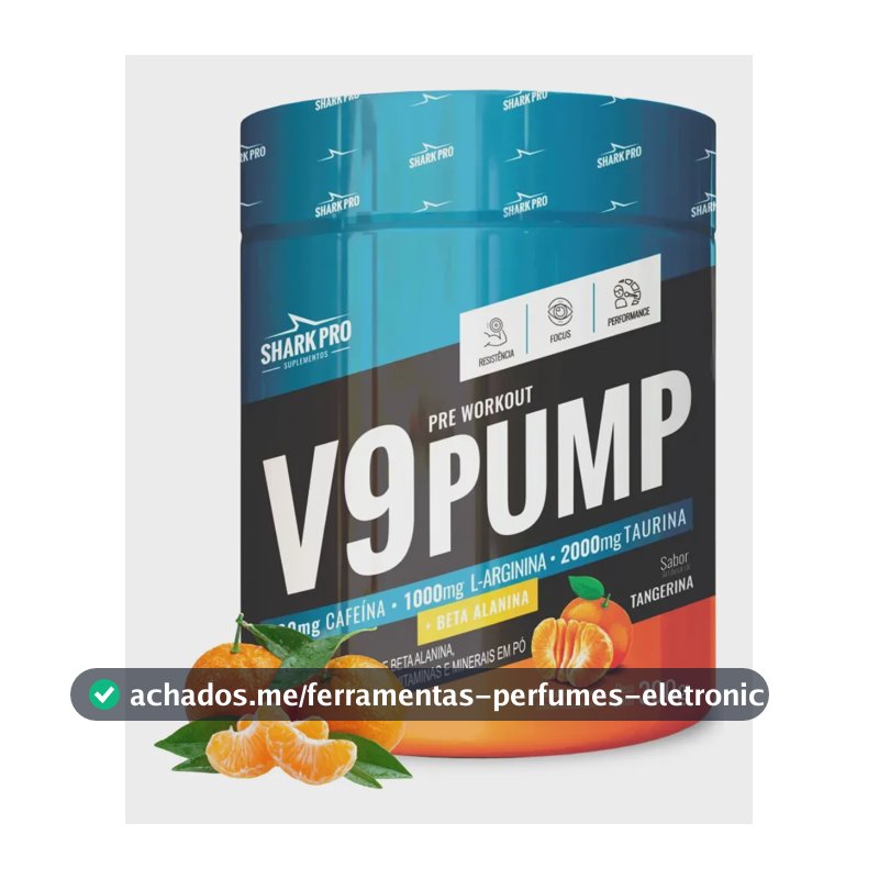 Pré Treino Shark Pro Tangerina 300g V9 Pump Energia e Força