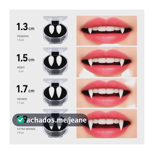 Dentes Presas Falsas De Vampiro Halloween Selecione Tamanho