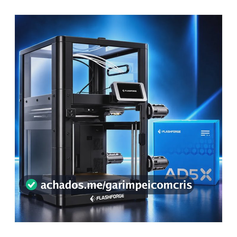 Impressora 3D Flashforge AD5X Multicolorida 4 Cores, com Enclausuramento e Bivolt
