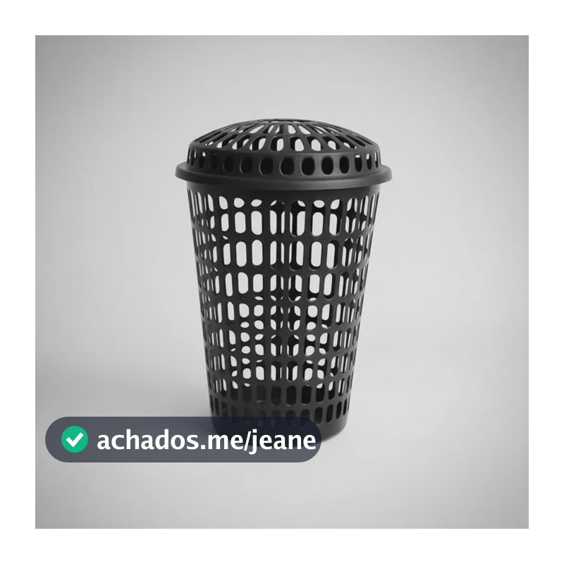 Cesto De Roupas Sujas Multiuso Telado Com Tampa 60l Preto Preto