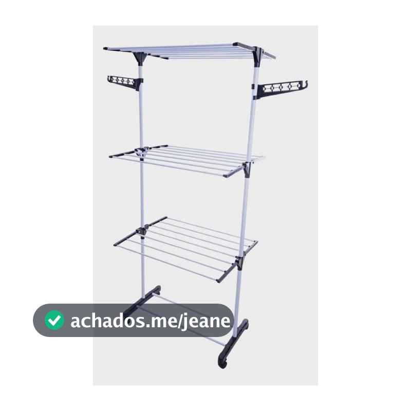 Varal De Chão Portátil Dobrável 3 Andares Vertical  Roupas Preto