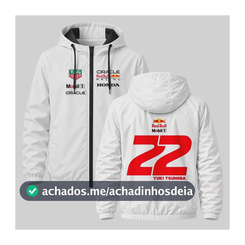 Corta Vento F1 Yuki Tsunoda #22 Red Bull 2025 Unissex Branco P