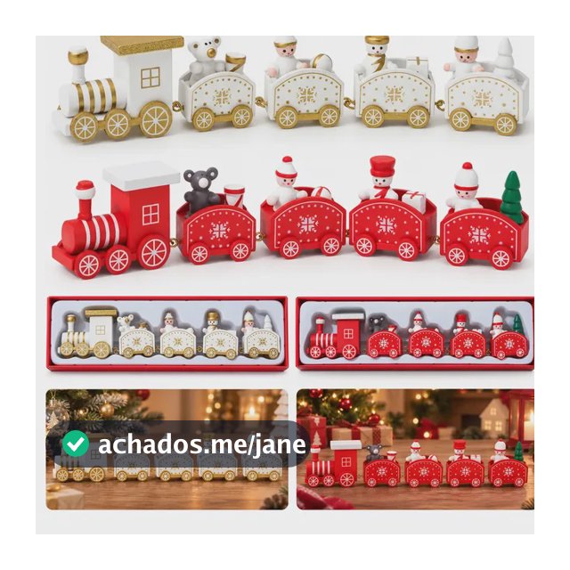 Trem De Natal Decorativo Em Madeira 25 Cm Para Mesa