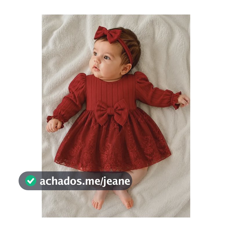 Vestido Bebê Encanto Vermelho Com Renda E Laço Mia Vermelho Renda No Corpo Da Saia Com Textura Canelada No Corpete 0-3 Meses