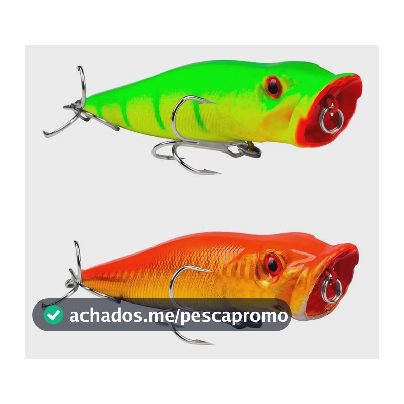 02 Isca Artificial Popper Importada Tucunaré Superfície Dourado