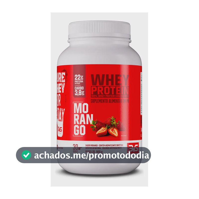 100% Whey Protein Concentrado 900g 3VS Nutrition Sabor Morango