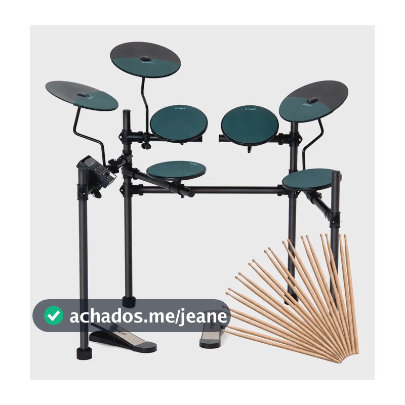Bateria Eletrônica D-tech Pulse P/ Estudo + Baquetas Brinde Preto