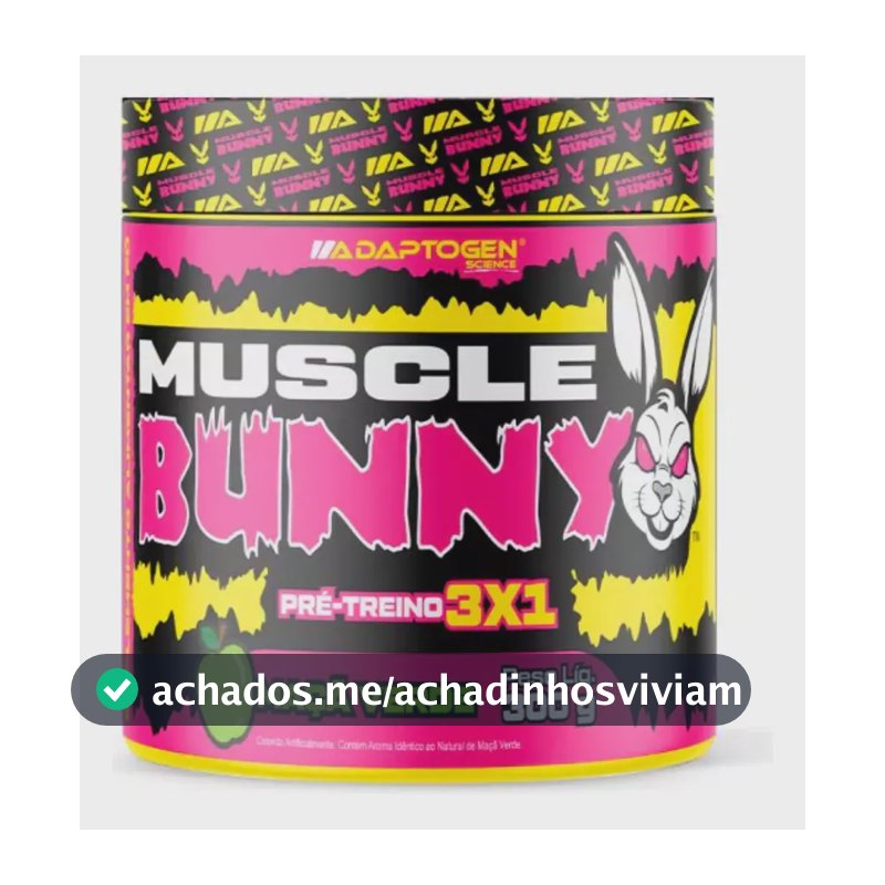 Pré Treino Muscle Bunny C/300g - Adaptogen Sabor Maçã Verde