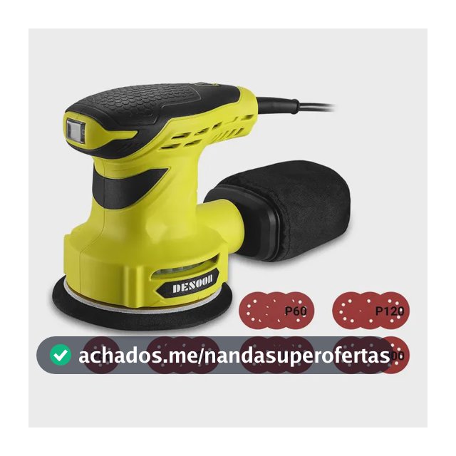 Lixadeira Orbital 300w Real Profissional 125mm Com Auto Vácuo 14000rpm Coletor De Pó + 16 Lixas Kit Completo Desoon 127v Verde-claro