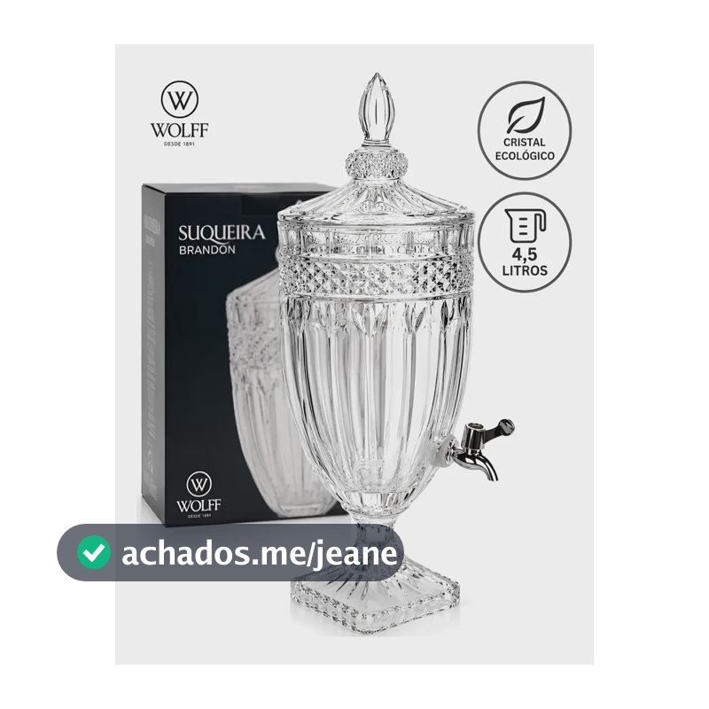 Suqueira Vidro 5 Litros Com Torneira Siqueira Bebedouro Wolf Jarra Suco Filtro Torneira Brandon Transparente
