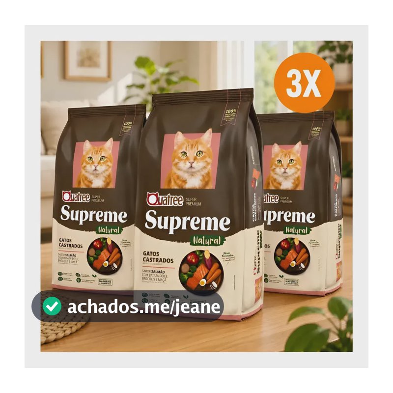 3kg Ração Quatree Gatos Castrados Supreme Salmão