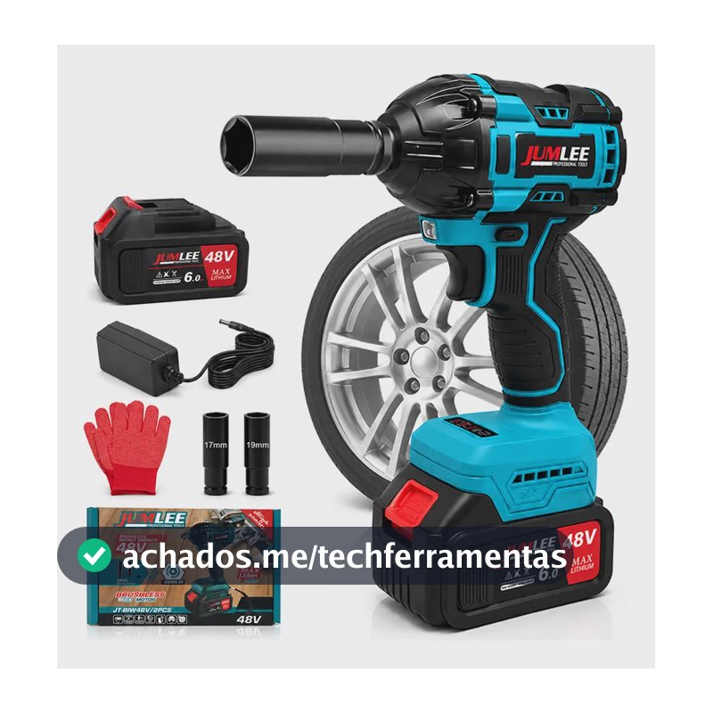 Chave De Impacto A Bateria 48v Bivolt Brushless Sem Fio Full Azul-petróleo 127/220v 50hz/60hz