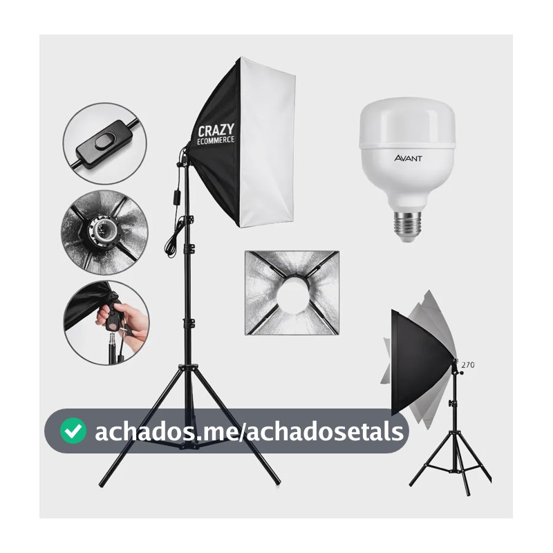 Kit Softbox + Lampada Led Estúdio Luz Continua Tripe 2metros 127/220v