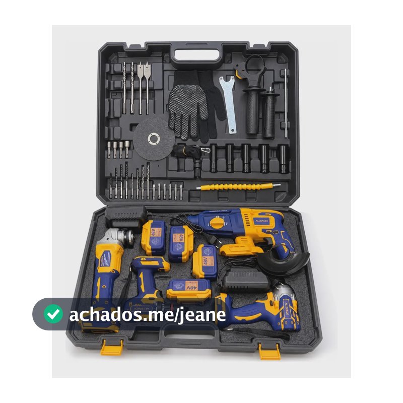 Kit Multi Ferramentas 4 Em 1 48v 4 Baterias 2 Carregadores