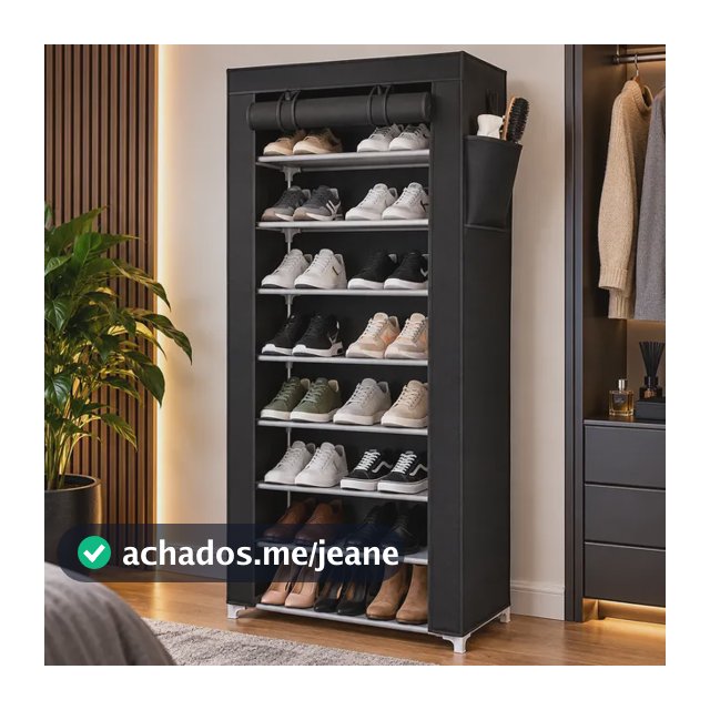 Sapateira Vertical Organizadora Com Capa Protetora 20 Pares Preto