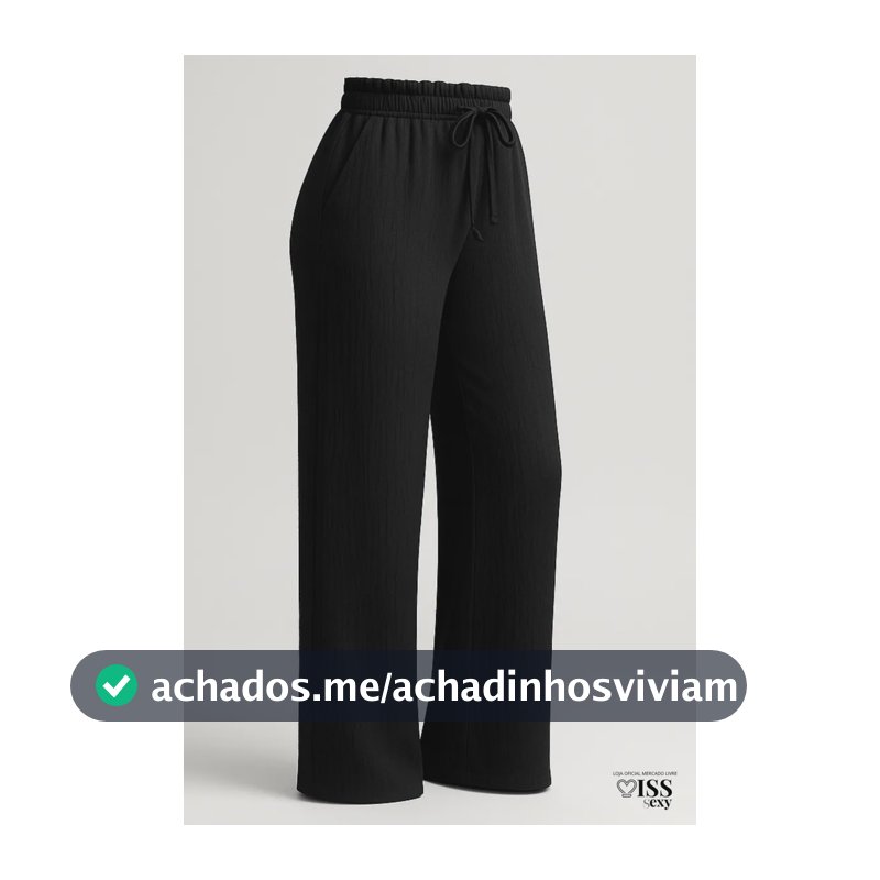 Calça Feminina Alfaiataria Wide Leg Social Pantalona Preta Gg
