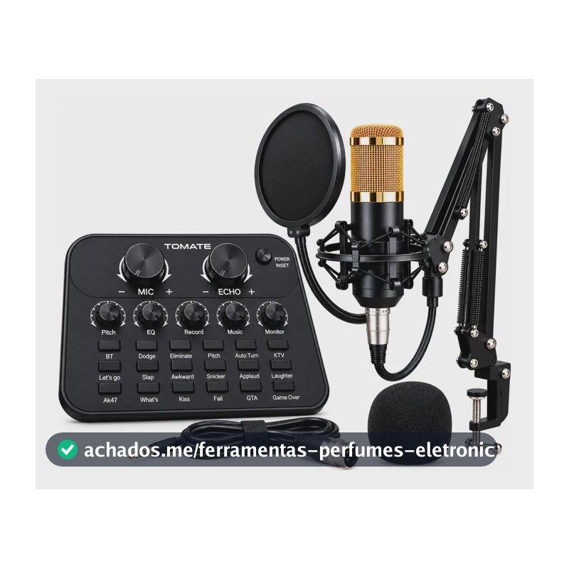Kit Interface Mesa V8 + Microfone Bm800 Com Braço Articulado Preto