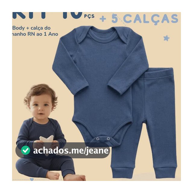 Kit 5 Conjuntos Body Manga Longa Calça Canelado Bebê Algodão