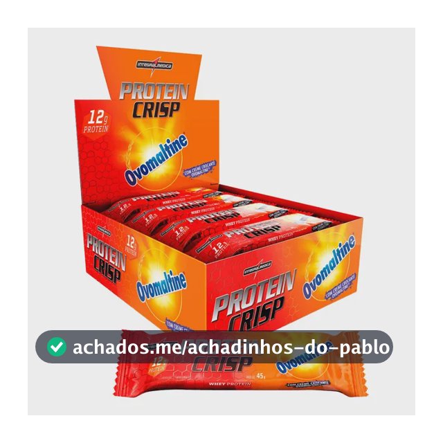 Barra de Proteína Integralmédica Crisp Bar sabor Ovomaltine x 45g de 12 un