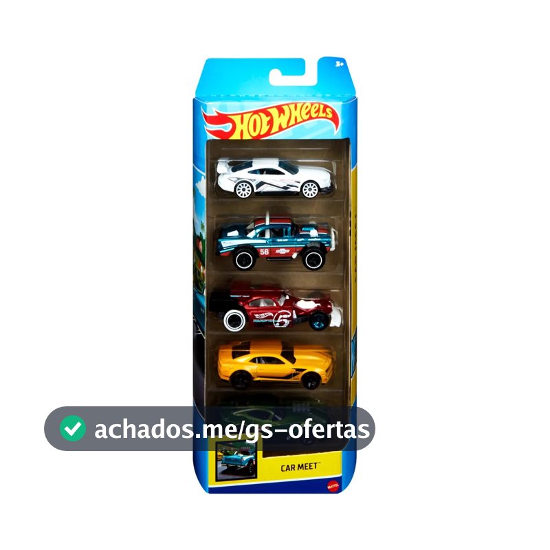 Kit Com 5 Carrinhos Sortidos Hot Wheels Coloridos Mattel