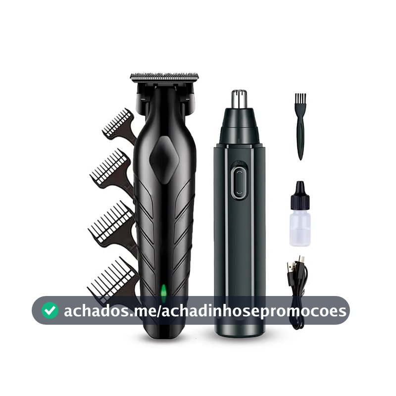 Máquina De Corte Acabamento Profissional Com Aparador De Nariz Cabelo Pelo Barbear Maquininha Detalhes Sem Fio Preto Catálogo