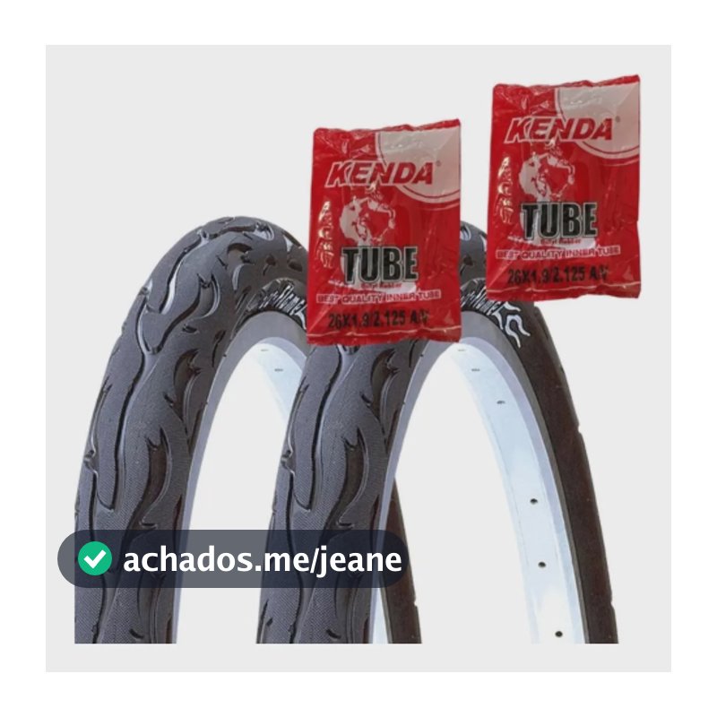 Pneu Aro 26x2.125 Kenda Flame Balão Preto Fogo Bicicleta 2 Pneus E 2 Câmaras