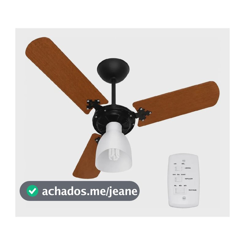 Ventilador De Teto Ventilow Luna 3 Pás Cor Mogno Cor Da Estrutura Preto 130w De Potência Moderno E Silêncioso