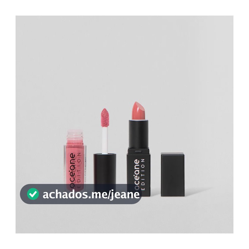 Kit Mini Batom Nude + Mini Brilho Labial Rosa Océane Edition